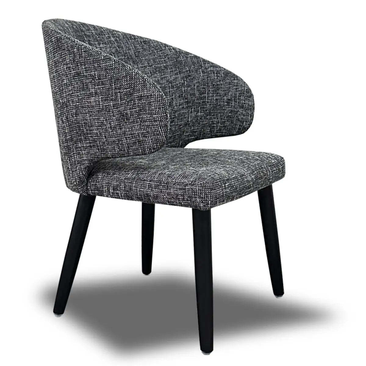 Black Curved-Back Upholstered Arm Dining Chair — Green