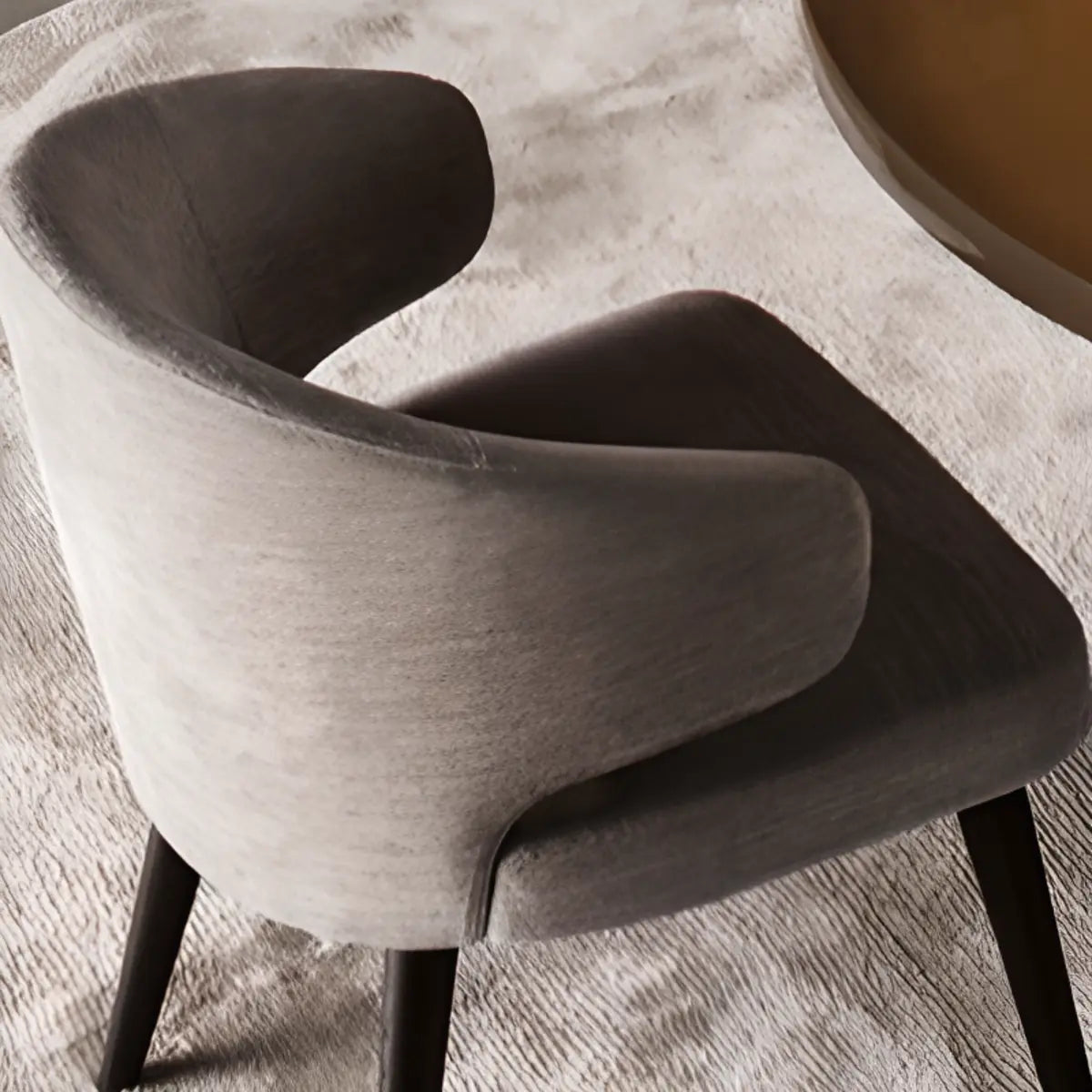 Black Curved-Back Upholstered Arm Dining Chair