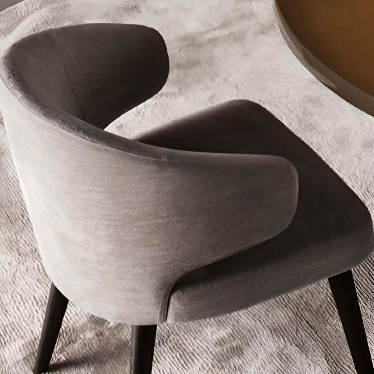 Black Curved-Back Upholstered Arm Dining Chair