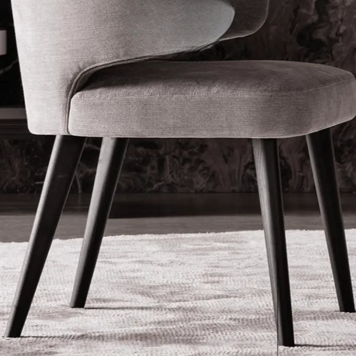 Black Curved-Back Upholstered Arm Dining Chair