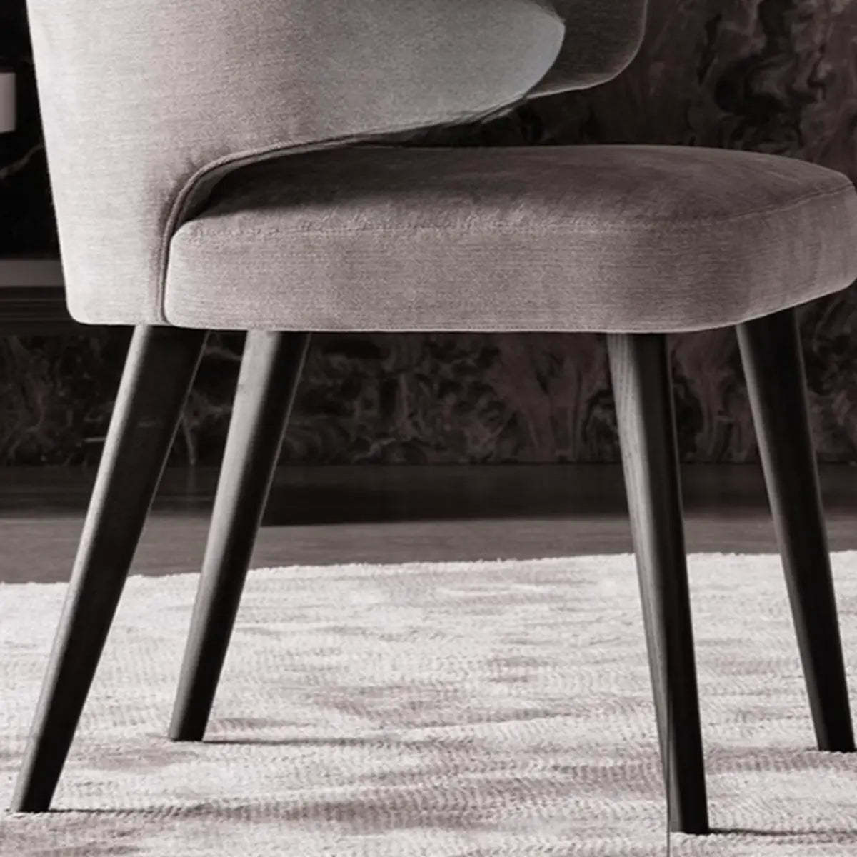 Black Curved-Back Upholstered Arm Dining Chair