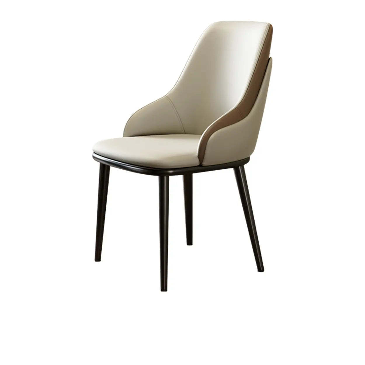 Leather curved armrest cream dining chairs & benches