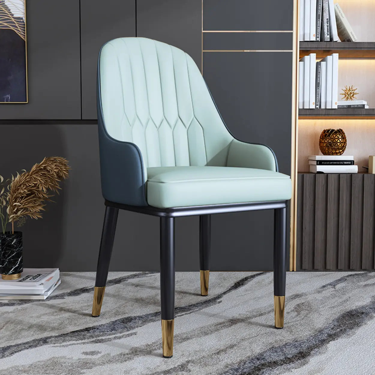 Curved Leather Dining Armchair