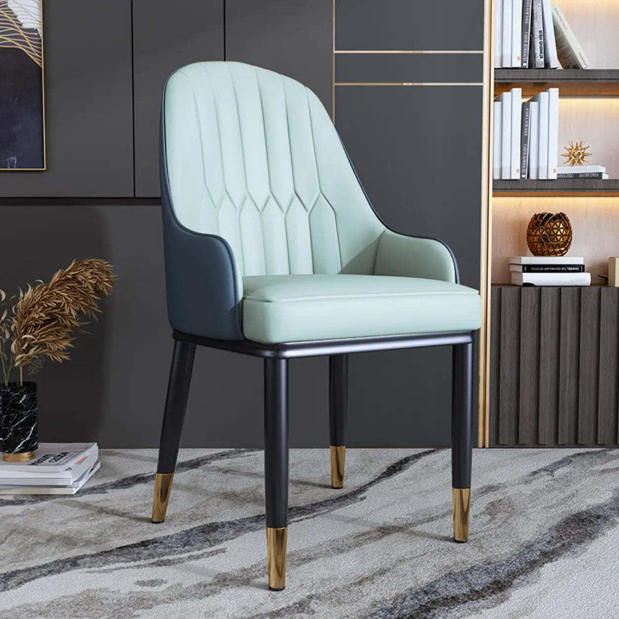 Curved Leather Dining Armchair