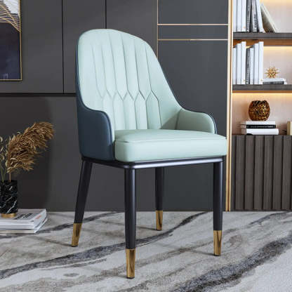 Curved Leather Dining Armchair