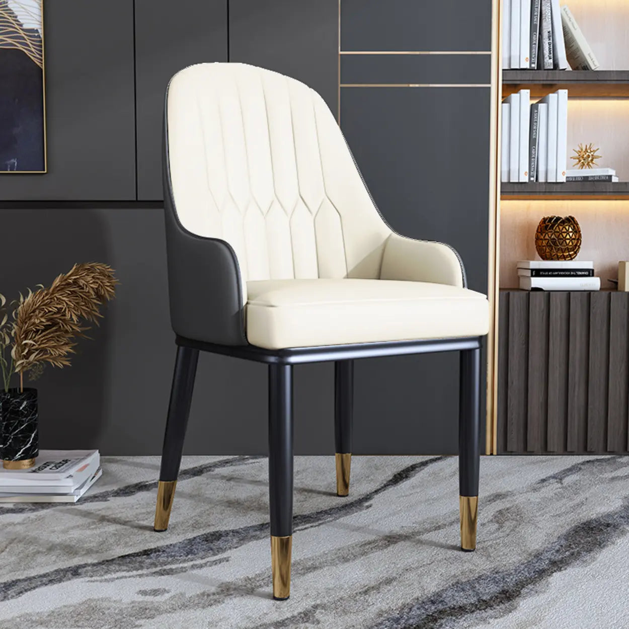 Curved Leather Dining Armchair