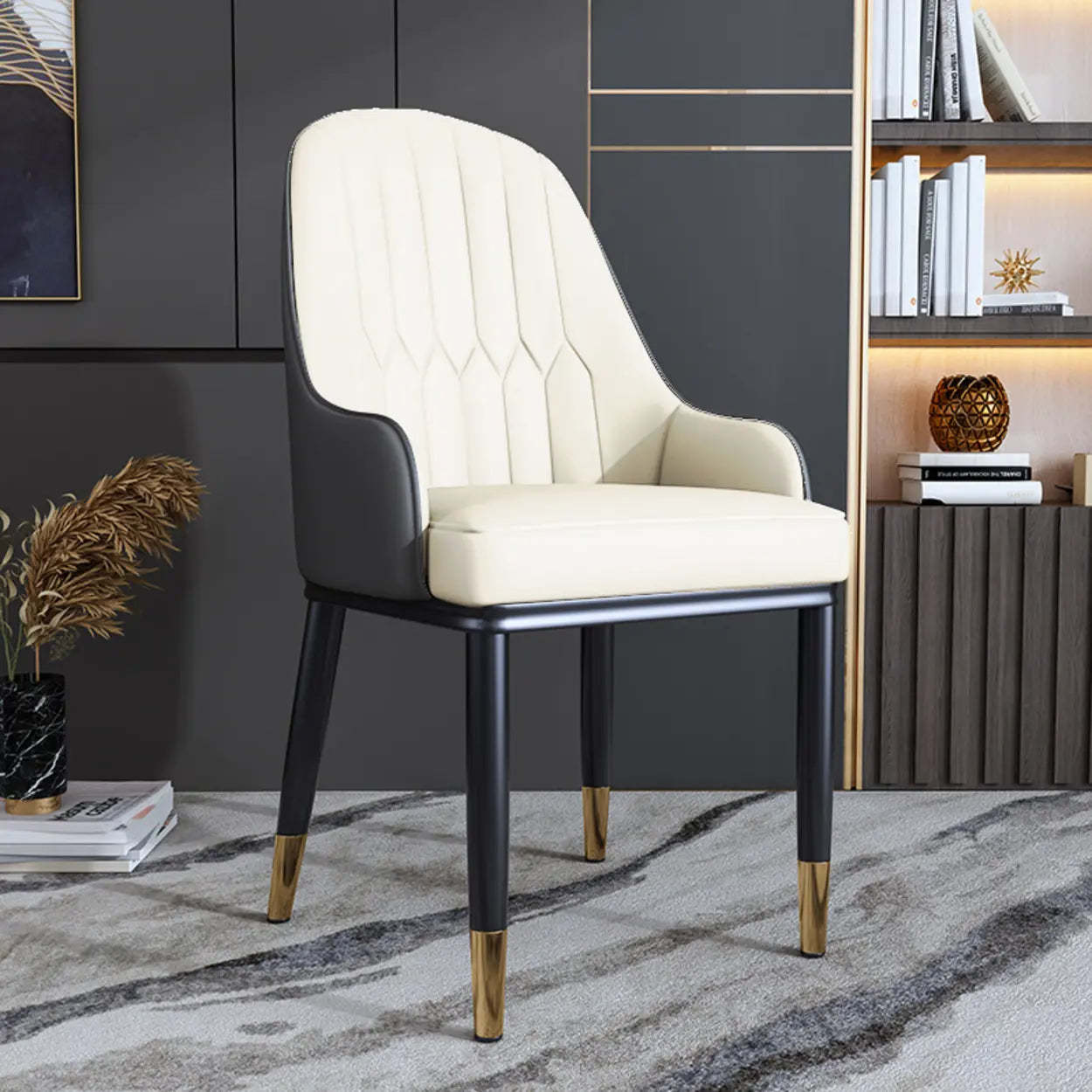 Curved Leather Dining Armchair