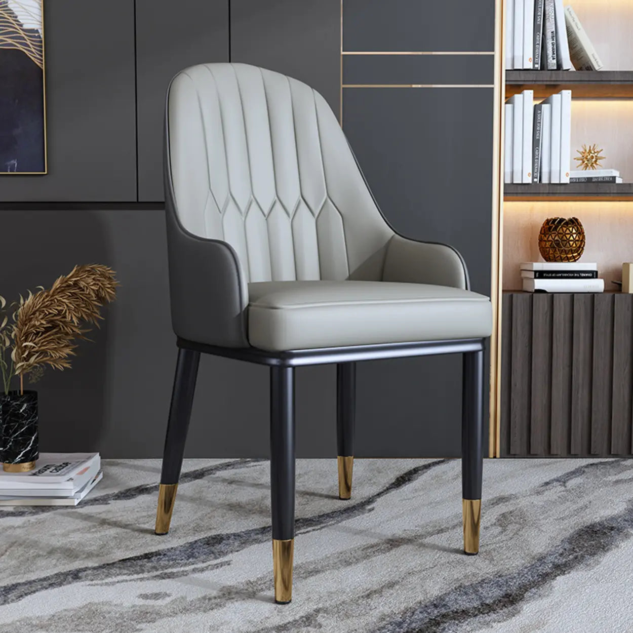 Curved Leather Dining Armchair