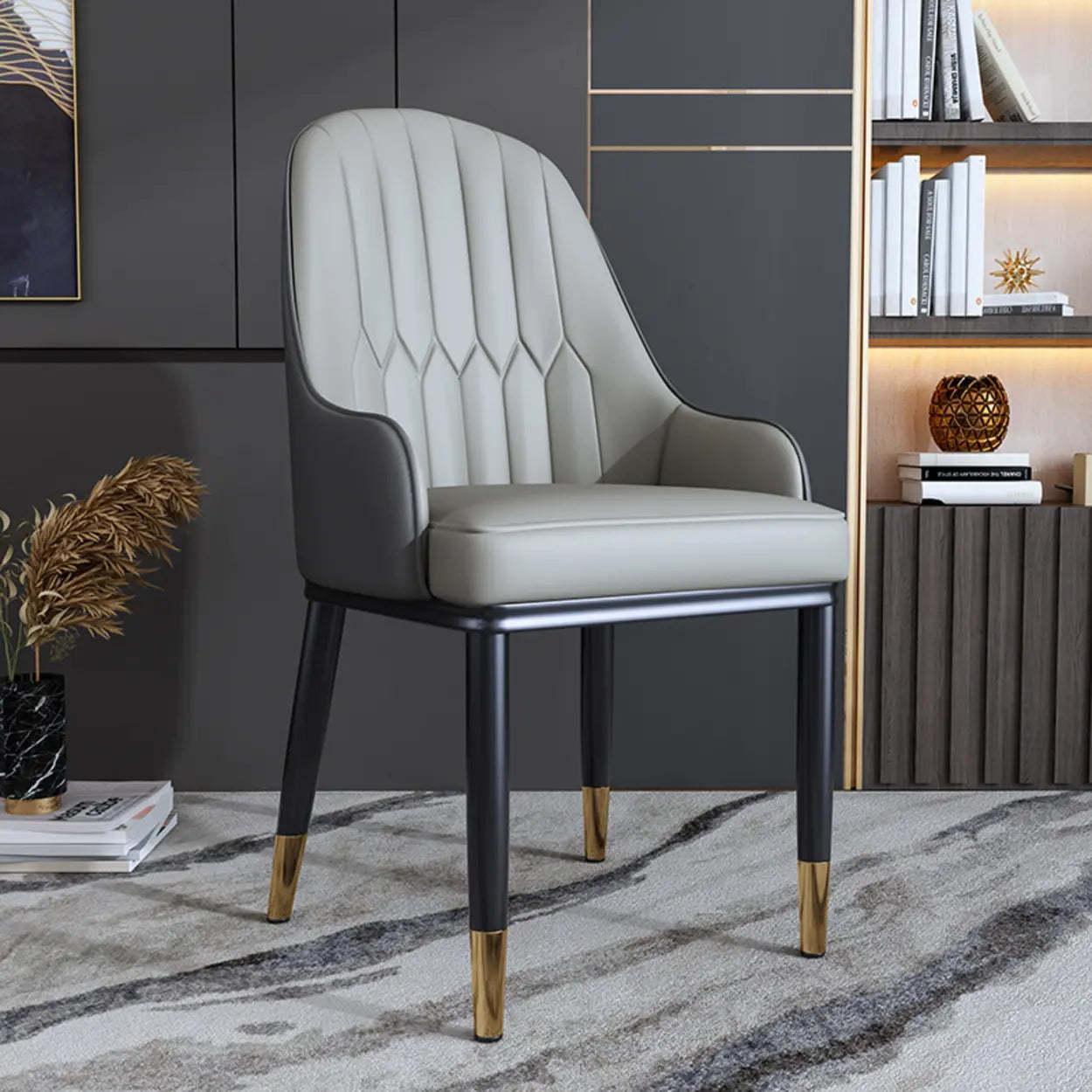 Curved Leather Dining Armchair