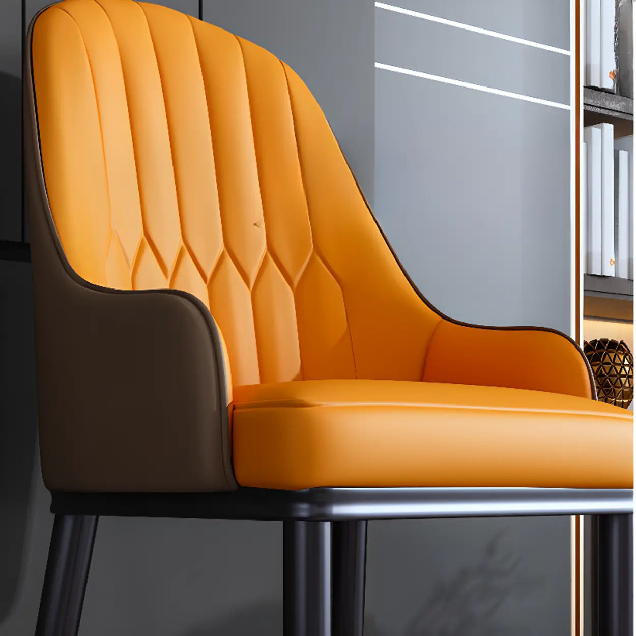 Curved Leather Dining Armchair