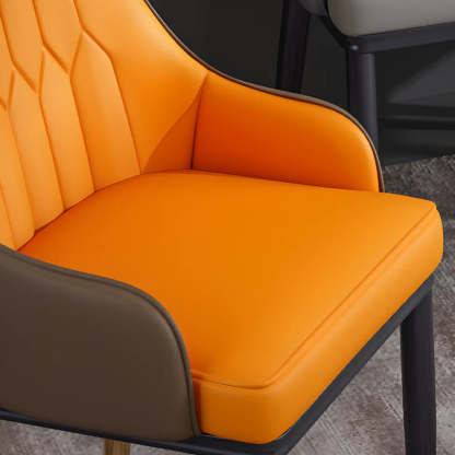 Curved Leather Dining Armchair — Green-Coffee