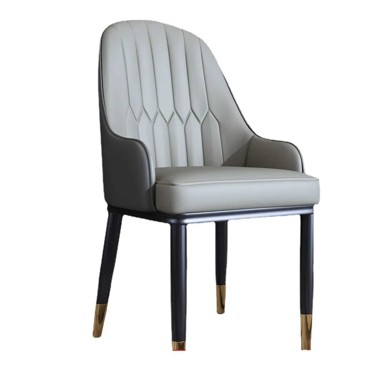 Curved Leather Dining Armchair — Dark Gray/ Light Gray