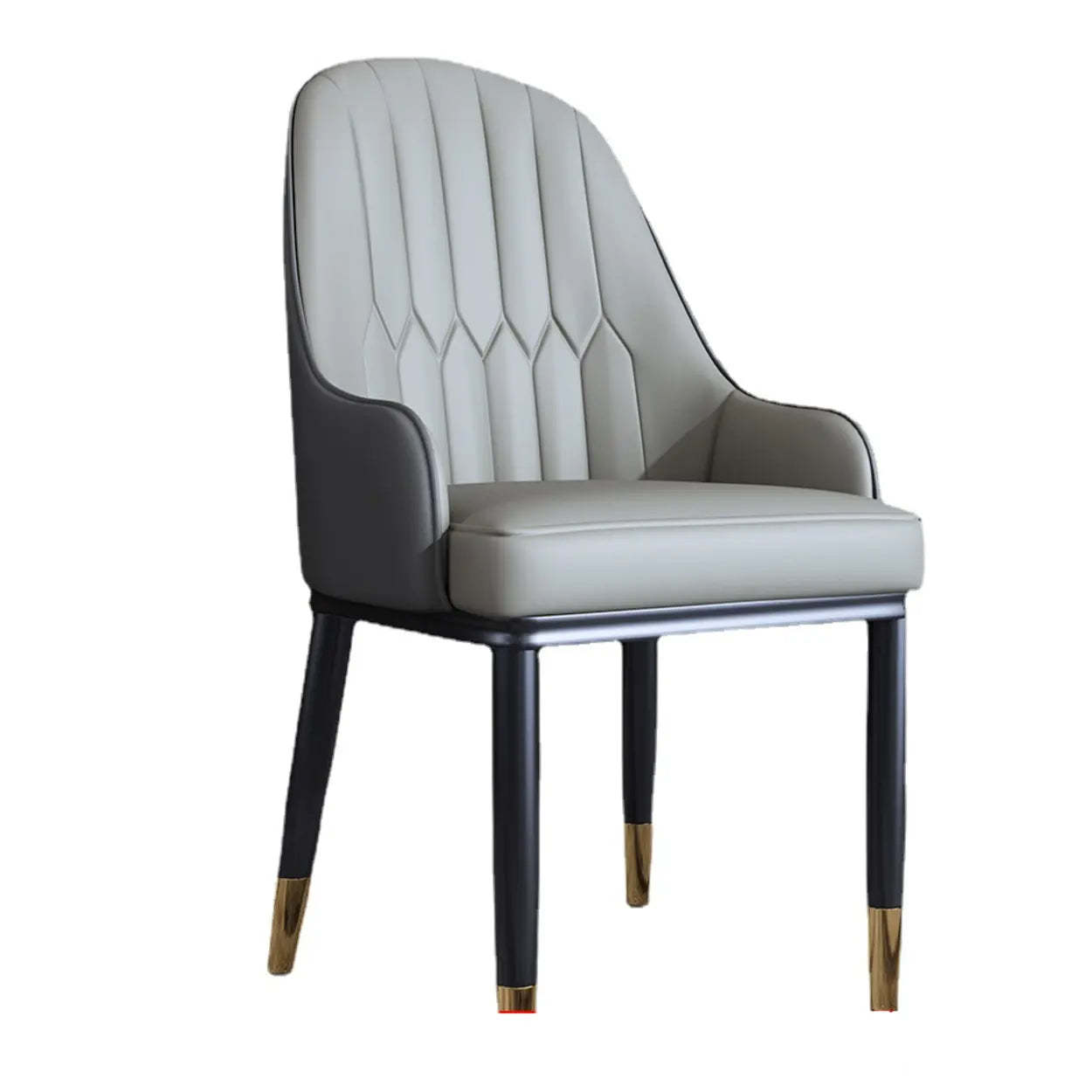 Curved Leather Dining Armchair — Dark Gray/ Light Gray