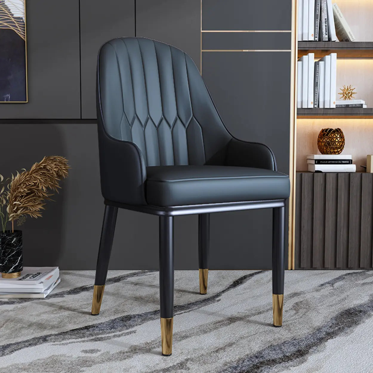 Curved Leather Dining Armchair
