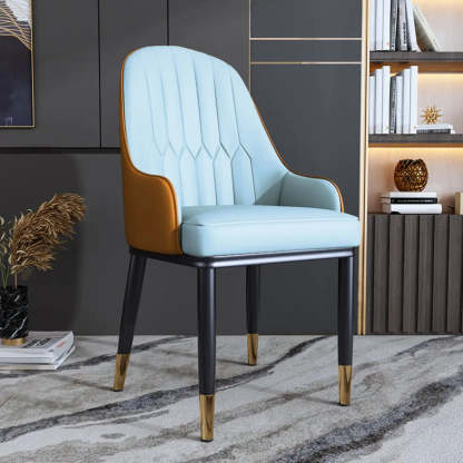 Curved Leather Dining Armchair — White-Black