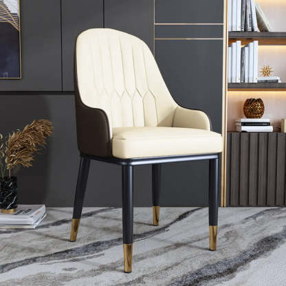 Curved Leather Dining Armchair — Blue