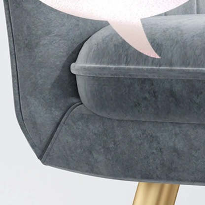 Green Curved Fabric Armrest Dining Chair