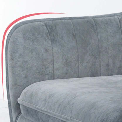 Green Curved Fabric Armrest Dining Chair