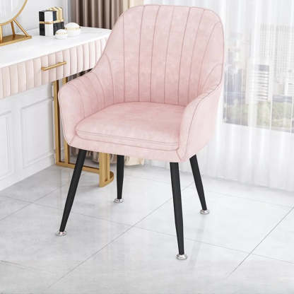 Green Curved Fabric Armrest Dining Chair — Dark Gray / Gold