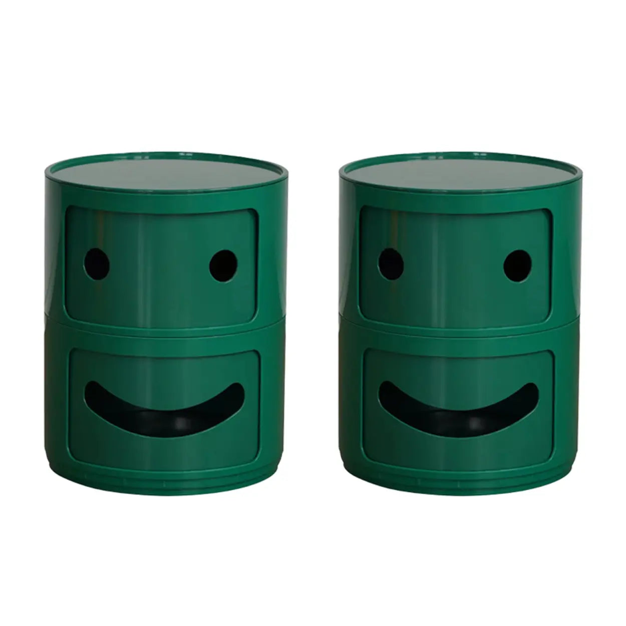Smiley Face Round Plastic Storage Nightstand — Ginger / 1 Piece