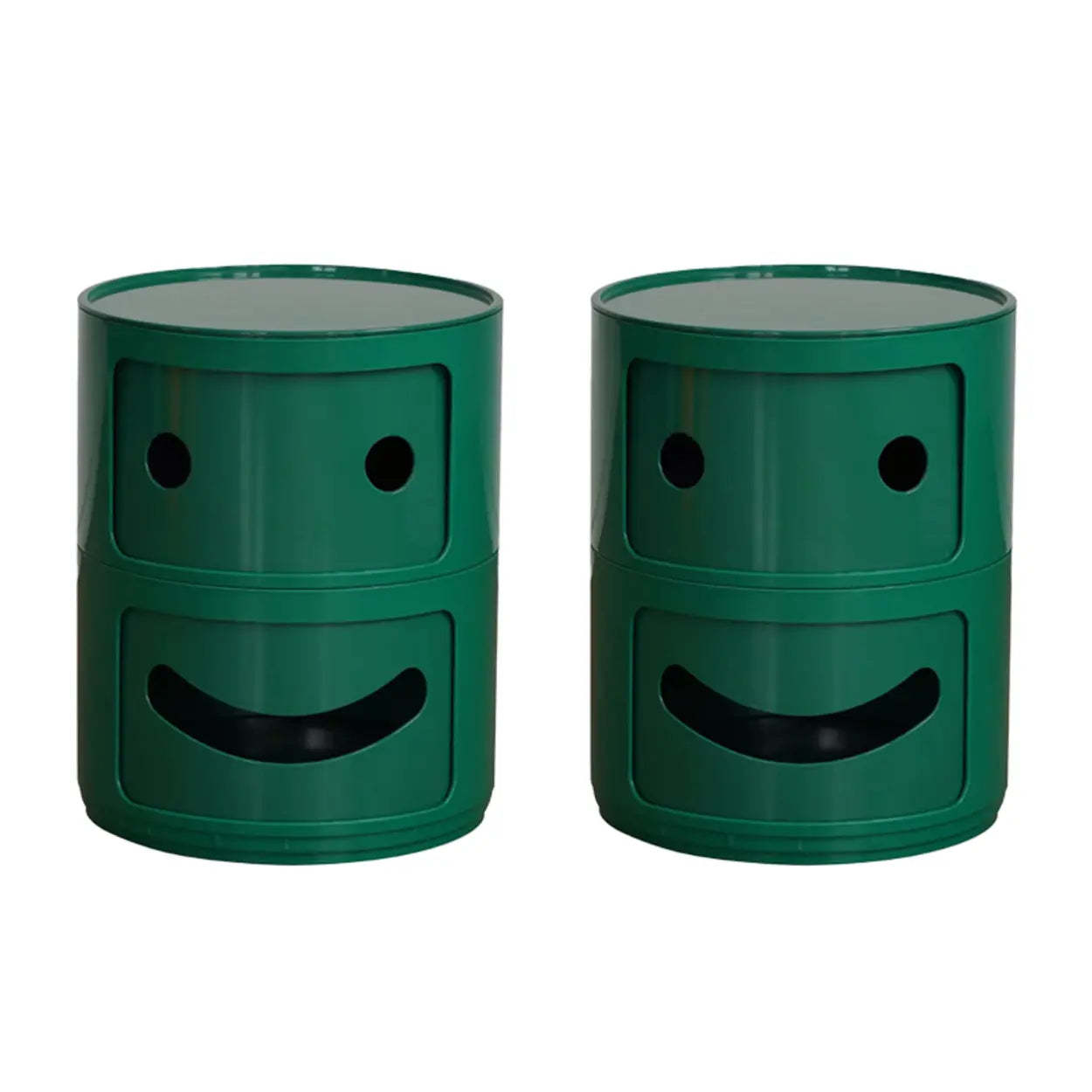 Smiley Face Round Plastic Storage Nightstand — Ginger / 1 Piece