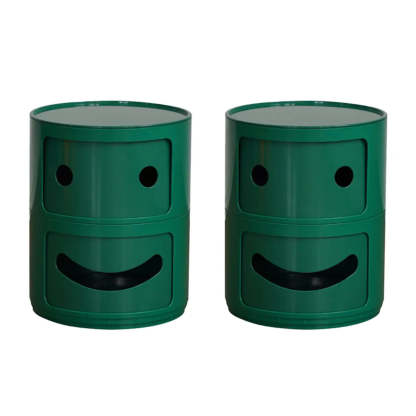 Smiley Face Round Plastic Storage Nightstand — Ginger / 1 Piece