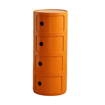 Smiley Face Round Plastic Storage Nightstand — White / 1 Piece
