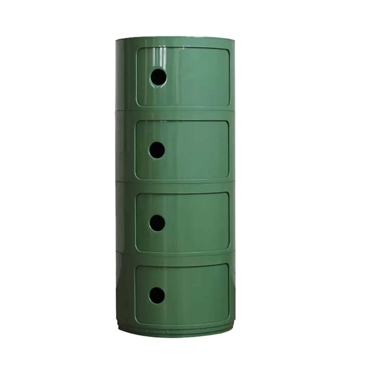 Smiley Face Round Plastic Storage Nightstand — White / 2 Piece Set