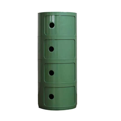 Smiley Face Round Plastic Storage Nightstand — White / 2 Piece Set