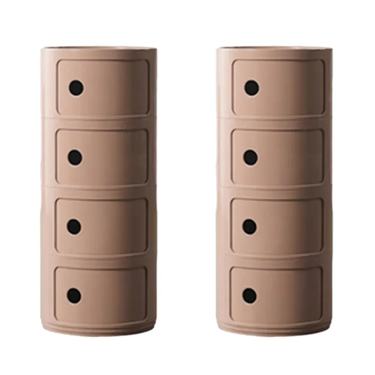 Smiley Face Round Plastic Storage Nightstand — Carnation / 2 Piece Set