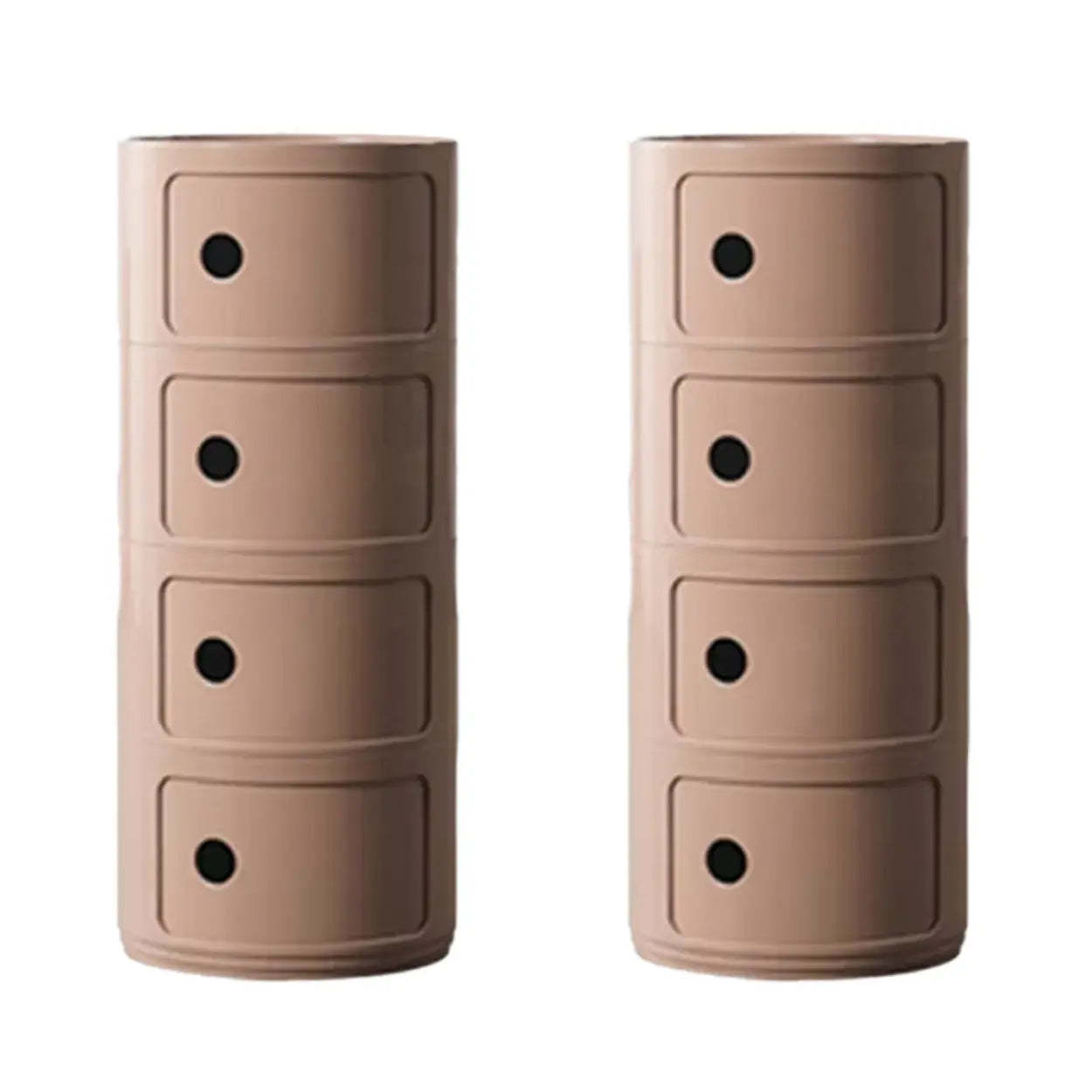 Smiley Face Round Plastic Storage Nightstand — Carnation / 2 Piece Set