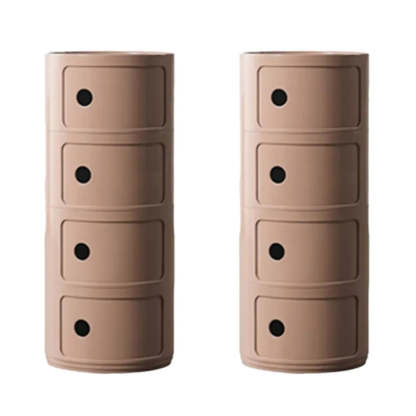 Smiley Face Round Plastic Storage Nightstand — Carnation / 2 Piece Set