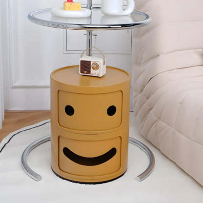 Smiley Face Round Plastic Storage Nightstand — Ginger / 1 Piece