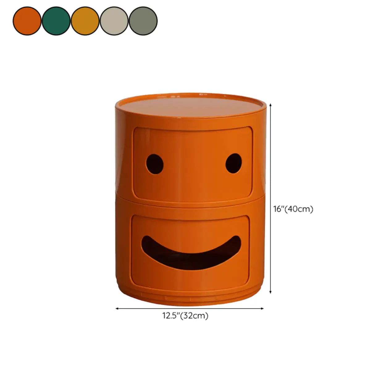 Smiley Face Round Plastic Storage Nightstand