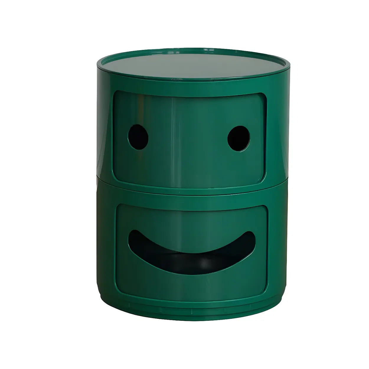 Smiley Face Round Plastic Storage Nightstand — Orange / 2 Piece Set