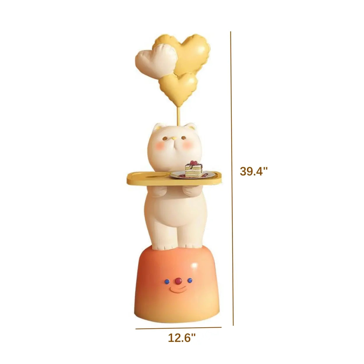 Cute White Cat Side Table with Lamp