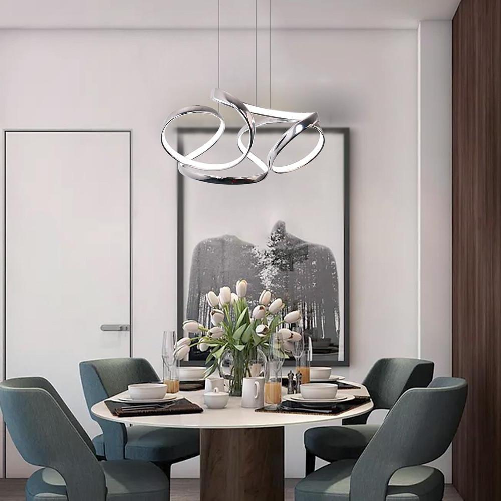 Modern curved artistic white synthetic pendant lighting — Cool White (6000K)