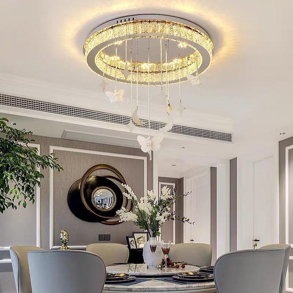 Circular Metal Crystal LED Modern Chandelier