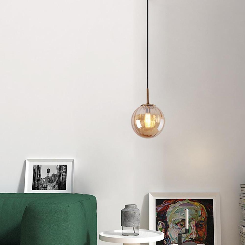 Ball Metal Glass LED Pendant Light — Green