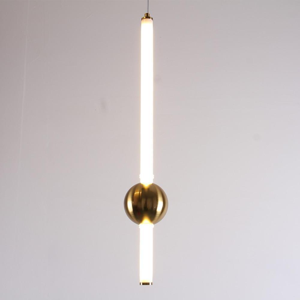 1-Light Metal Glass Minimalist Linear Round Pendant