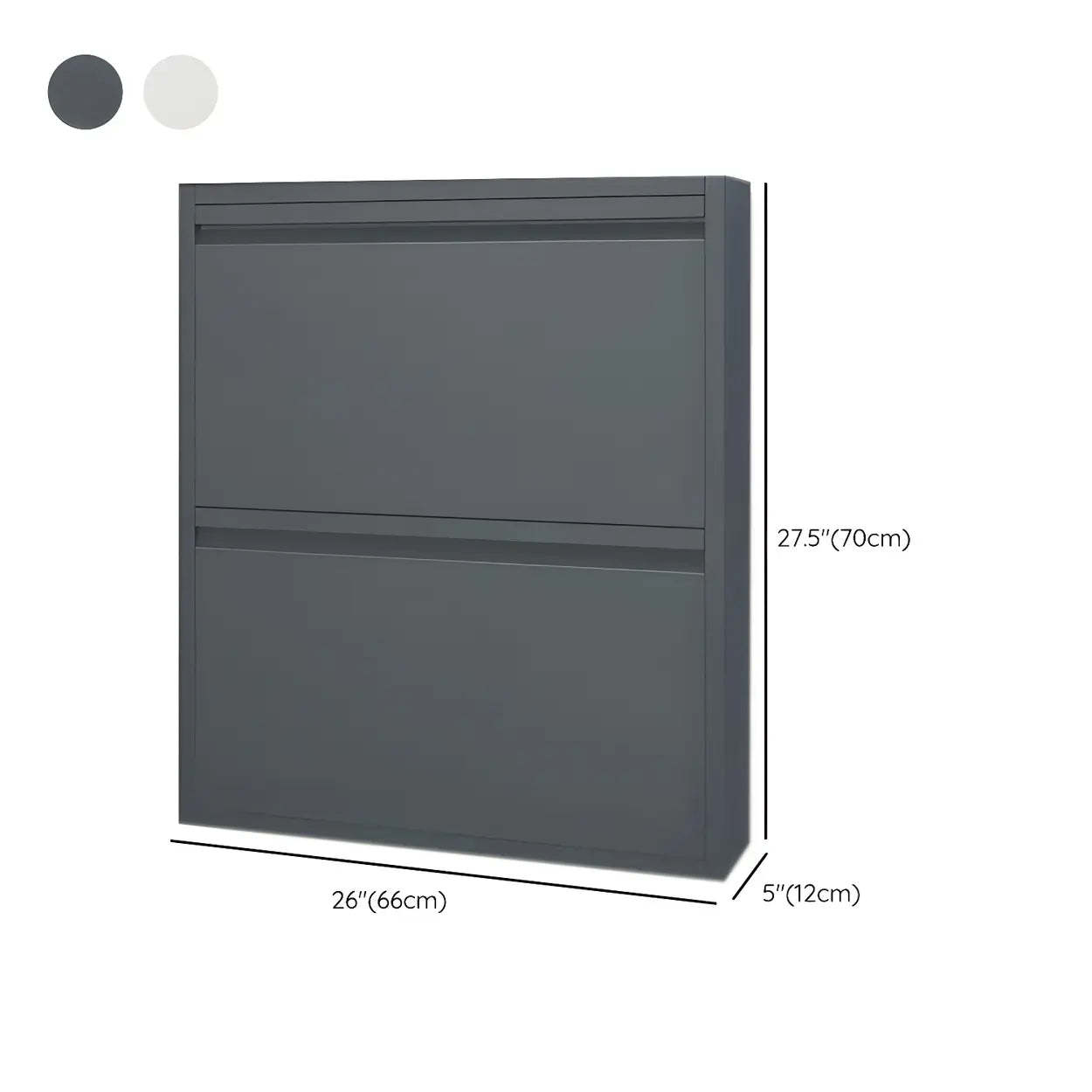 Slim Wall-Mounted Drop-Front Shoe Cabinet — Grey