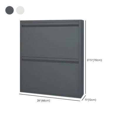 Slim Wall-Mounted Drop-Front Shoe Cabinet — Grey