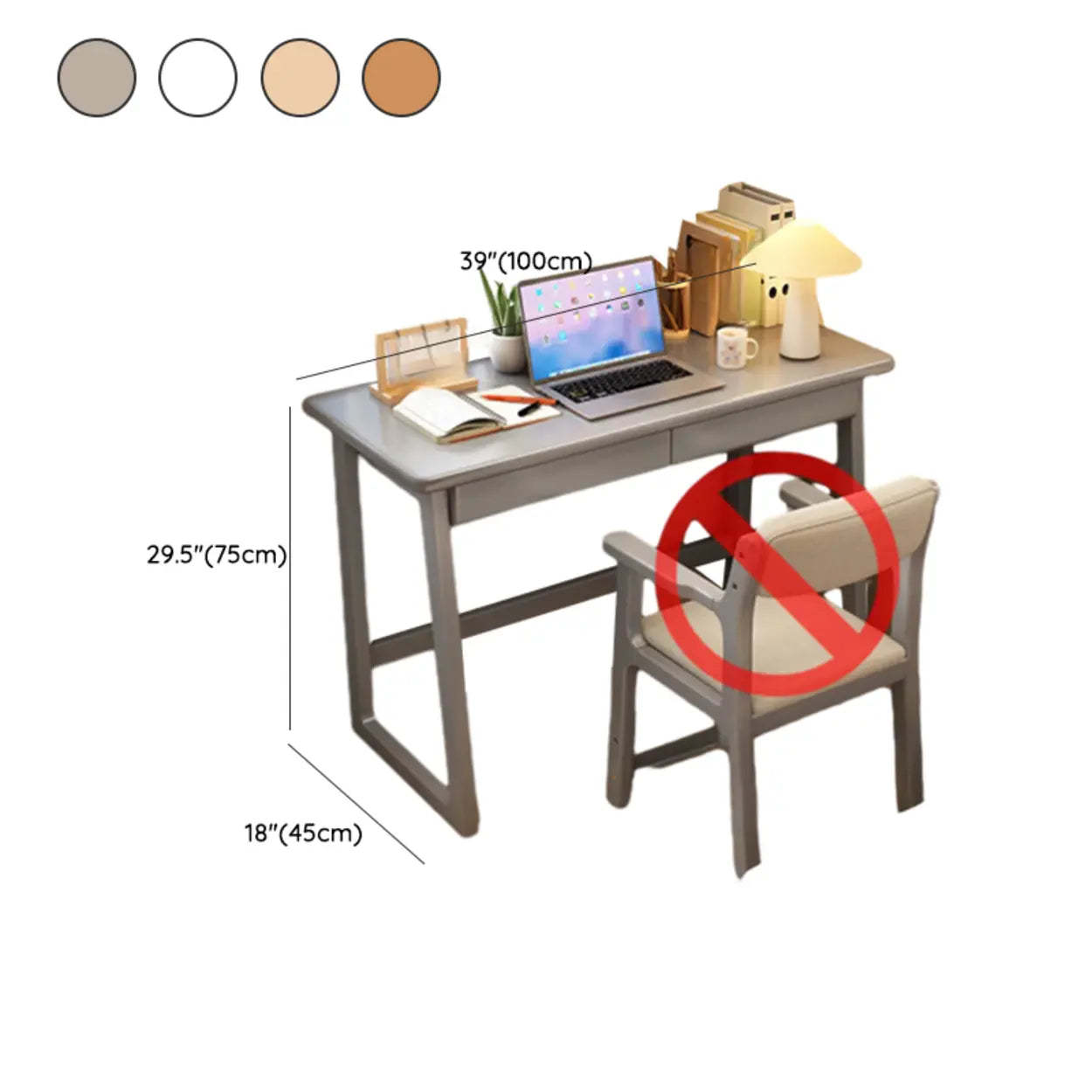 Gray Wood Rectangular Butcher Block Writing Desk