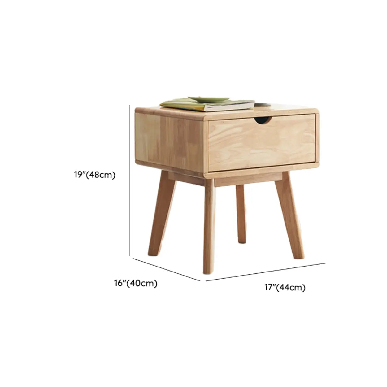Rectangular White Rubberwood 2-Drawer Nightstand