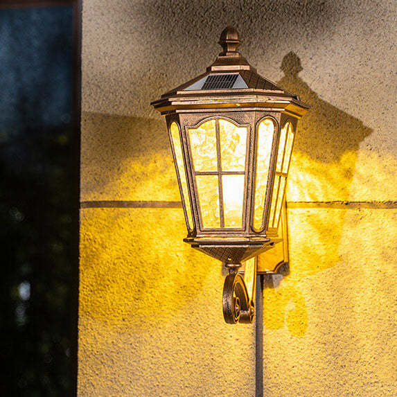 European Solar Lantern Aluminum Glass Outdoor Wall Sconce
