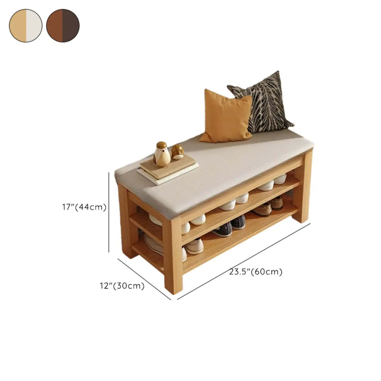 Entryway Shoe Bench with Adjustable Shelves