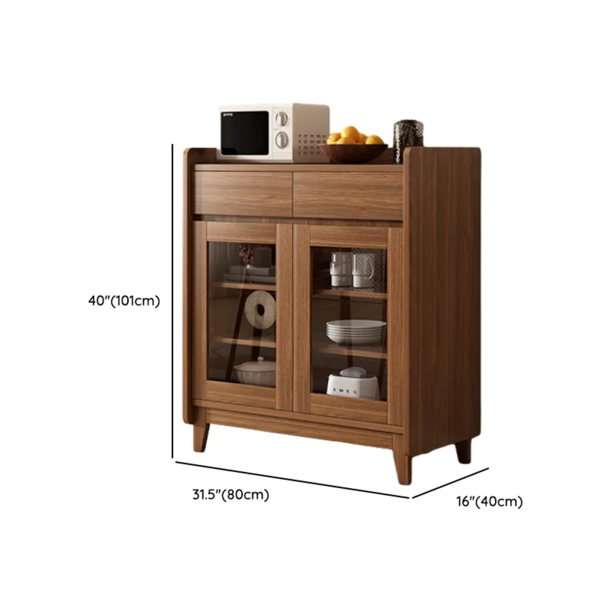 Classic Rectangular Brown Wood Short China Cabinet