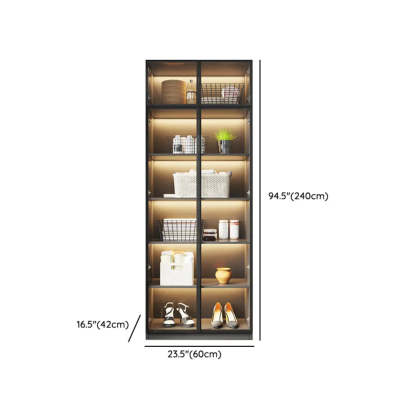 Freestanding Gray Wood Glass-Door LED Display Cabinet — Led Lights Not Included