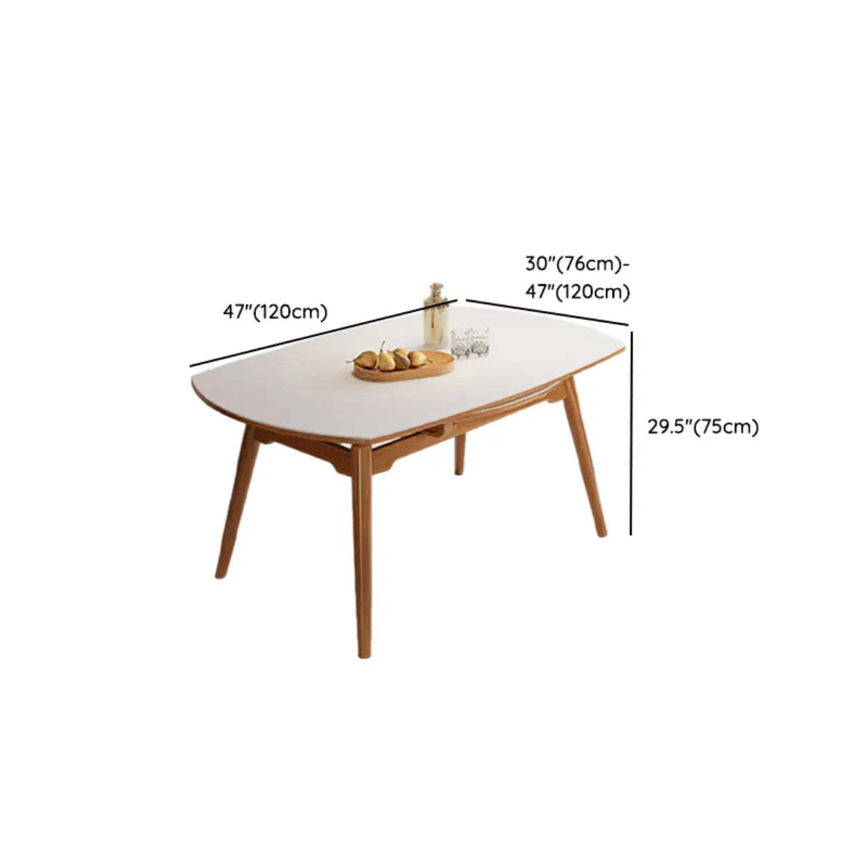 Modern White Stone Round Rubberwood Extendable Dining Table