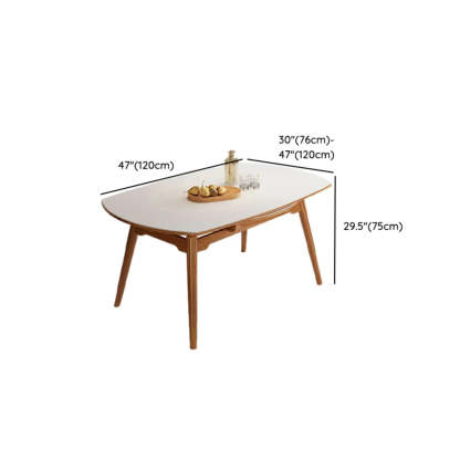 Modern White Stone Round Rubberwood Extendable Dining Table